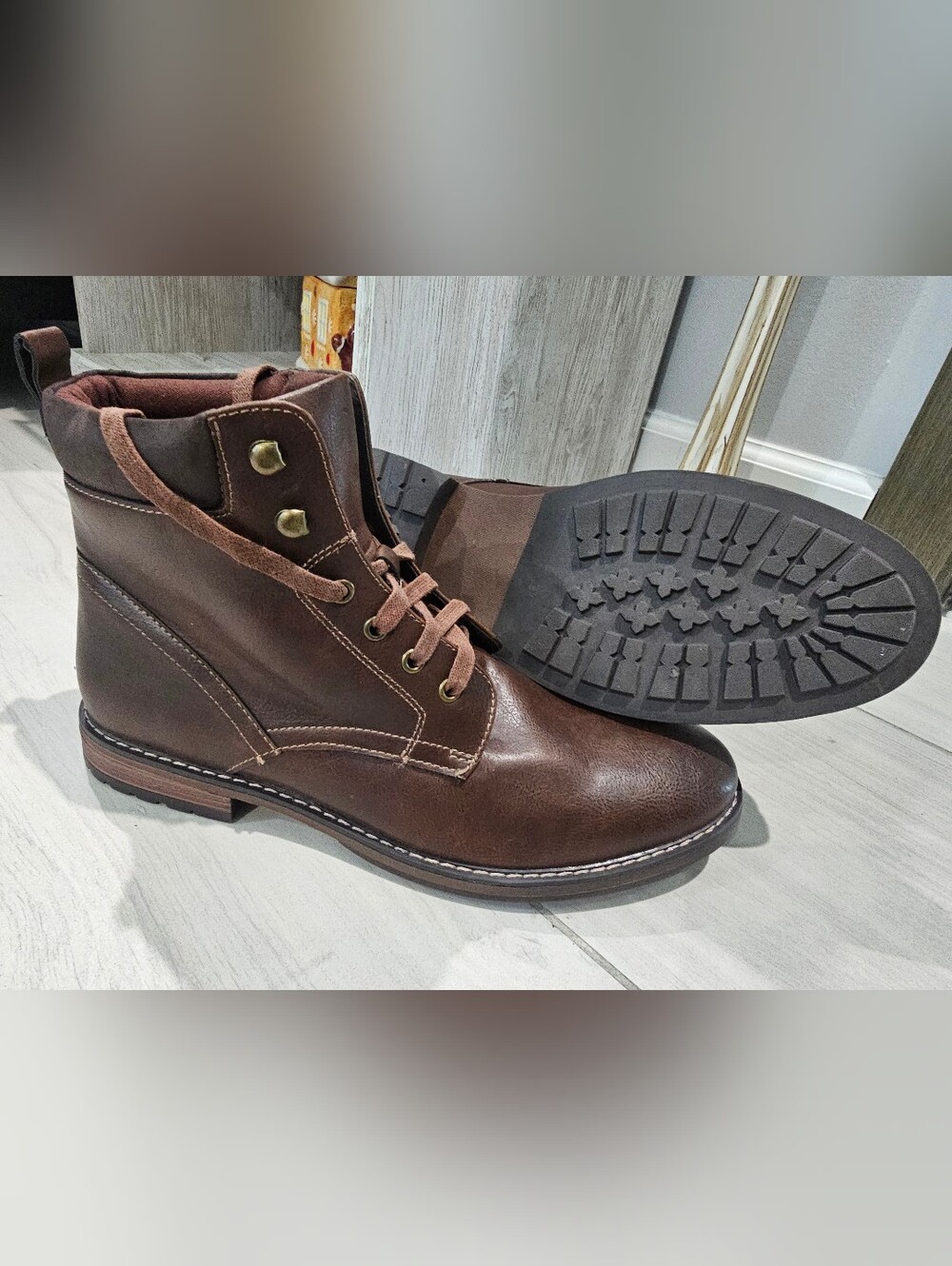 Club Room Mens Brown Lace-Up Combat Boots Size 12 New